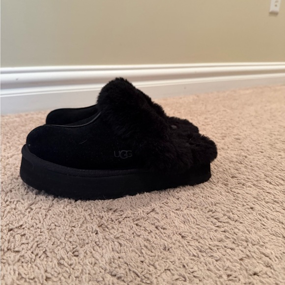 UGG Disquette Suede Fur Platform Slippers - Picture 3 of 5